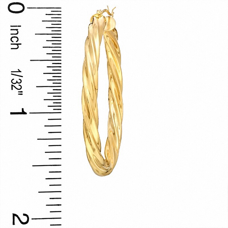 Main Image 2 of OroMagnifico™ 40mm Twist Hoop Earrings in 14K Gold over Sterling Silver