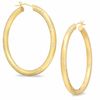 Thumbnail Image 1 of OroMagnifico™ 50mm Diamond-Cut Hoop Earrings in 14K Gold over Sterling Silver