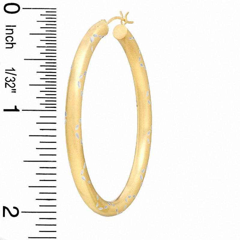 Main Image 2 of OroMagnifico™ 50mm Diamond-Cut Hoop Earrings in 14K Gold over Sterling Silver