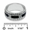 Thumbnail Image 2 of Men's Black Enamel Inlay Sterling Silver Spinner Band with Diamond Accents