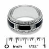 Thumbnail Image 1 of Men's Black Enamel Inlay Sterling Silver Spinner Band with Diamond Accents