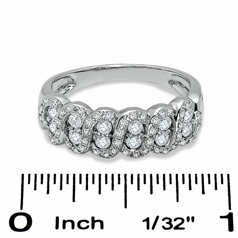 Main Image 2 of 1/2 CT. T.W. Diamond Swirl Band in 10K White Gold
