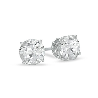 2 Ct T W Diamond Solitaire Stud Earrings In 14k White Gold