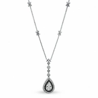 Sterling Silver Cubic Zirconia Pendant & Pear-shape Ceramic 1/2 inch wide Sterling Silver Cubic Zirconia Pendant & Pear-shape Ceramic 1/2 inch wide