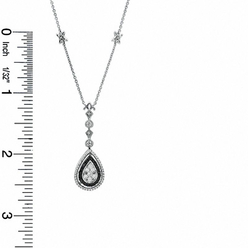 1/2 CT. T.W. Enhanced Black and White Diamond Pear-Shaped Pendant in Sterling Silver