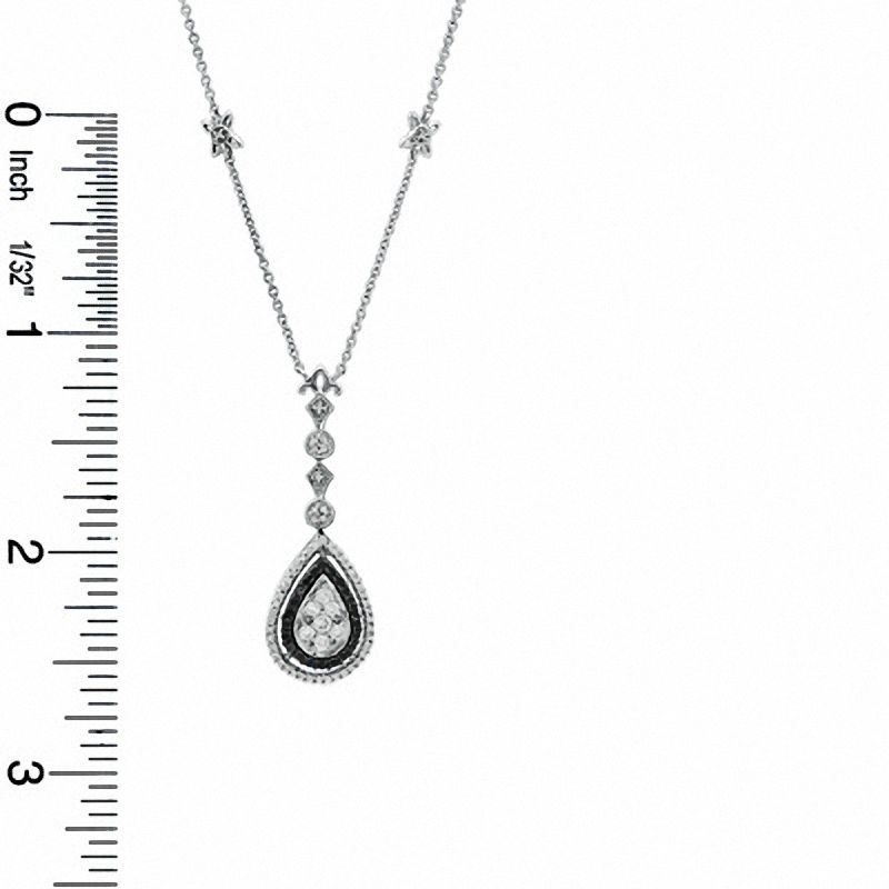 Main Image 2 of 1/2 CT. T.W. Enhanced Black and White Diamond Pear-Shaped Pendant in Sterling Silver