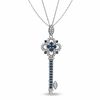 Thumbnail Image 0 of Blue Sapphire and Diamond Accent Key Pendant in Sterling Silver - 24"