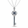Thumbnail Image 1 of Blue Sapphire and Diamond Accent Key Pendant in Sterling Silver - 24"