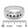 Thumbnail Image 2 of 1/5 CT. T.W. Square-Cut Diamond and Blue Sapphire Band in 14K White Gold