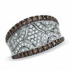 Thumbnail Image 1 of 3/4 CT. T.W. Champagne and White Diamond Concave Ring in 10K White Gold