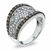 Thumbnail Image 2 of 3/4 CT. T.W. Champagne and White Diamond Concave Ring in 10K White Gold