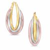 Thumbnail Image 1 of 25mm Bypass Hoop Earrings in Tri-Color 14K Gold Bonded Sterling Silver