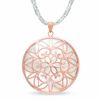 Thumbnail Image 1 of Mother-of-Pearl Medallion in 14K Rose Gold with Silver-Plated Cord