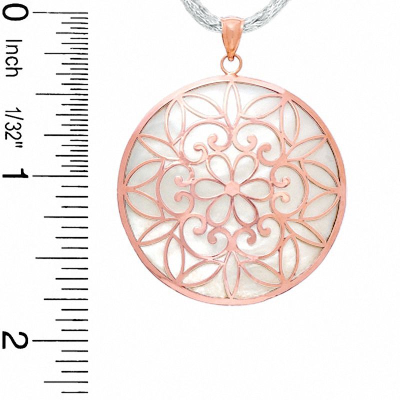 Main Image 2 of Mother-of-Pearl Medallion in 14K Rose Gold with Silver-Plated Cord