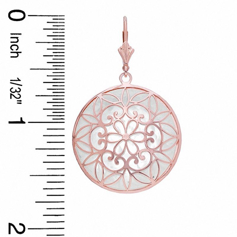 Main Image 2 of Mother-of-Pearl Leverback Earrings in 14K Rose Gold