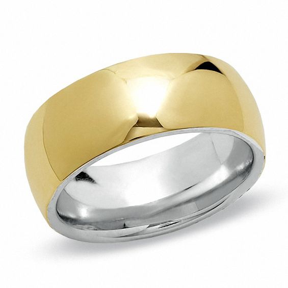 8.0mm Wedding Band in 14K Gold and Sterling Silver