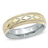 Thumbnail Image 1 of 6.0mm Diamond-Cut X Band in Sterling Silver and 14K Gold