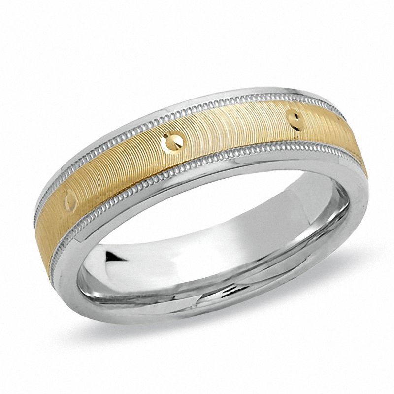 Main Image 1 of Men's 6.0mm Wedding Band in Sterling Silver and 14K Gold
