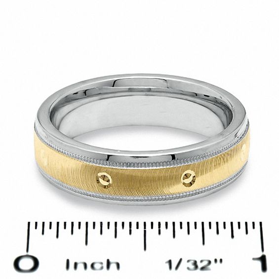 6.0mm Wedding Band in Sterling Silver and 14K Gold