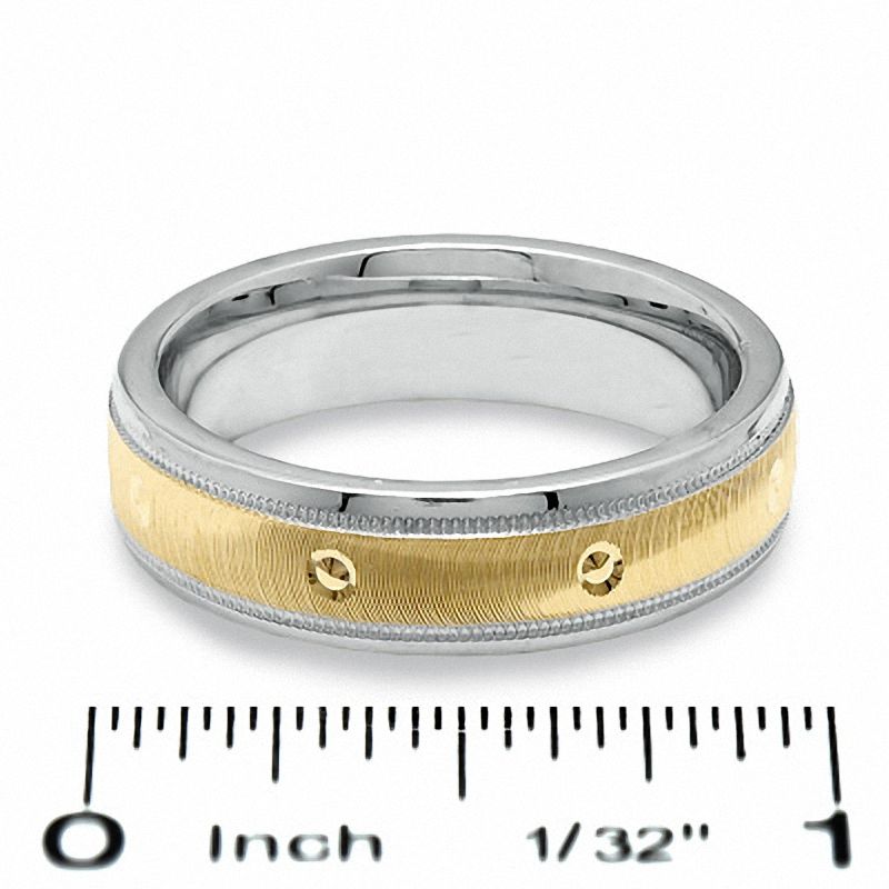 Main Image 2 of Men's 6.0mm Wedding Band in Sterling Silver and 14K Gold