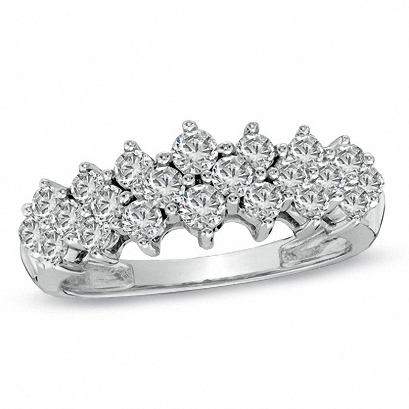 Main Image 1 of 1 CT. T.W. Diamond Cluster Pyramid Band in 10K White Gold