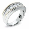 Thumbnail Image 1 of Men's 1-1/2 CT. T.W. Diamond Seven Stone Wedding Band in 10K Two-Tone Gold