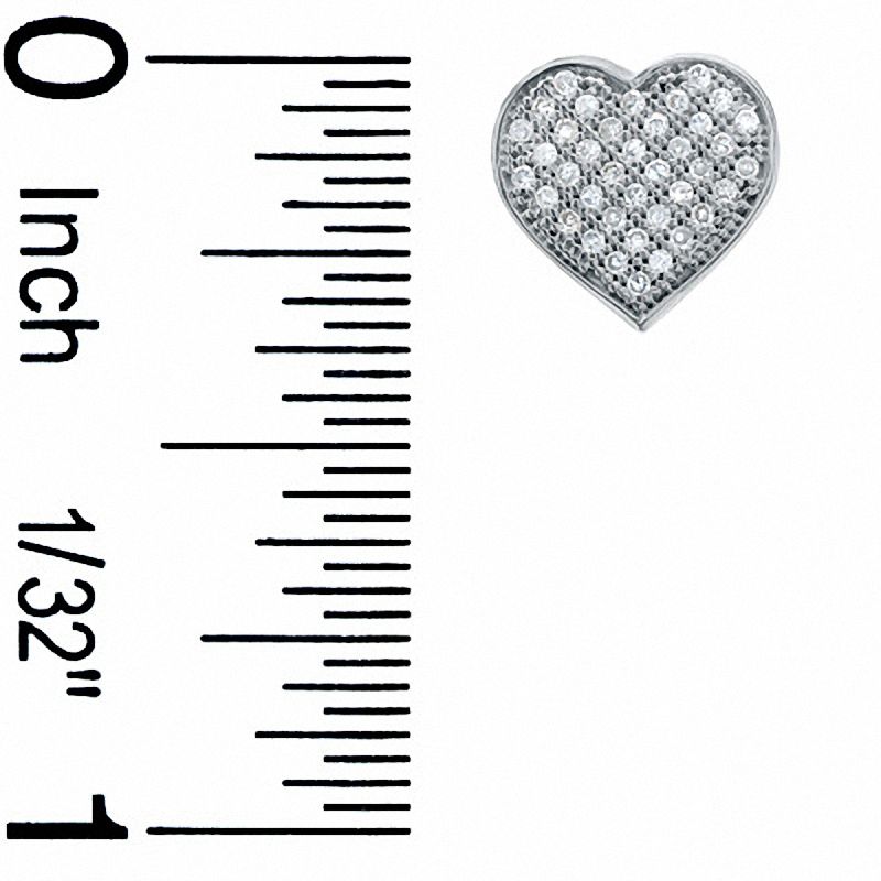 1/5 CT. T.W. Diamond Micro-Pavé Heart Stud Earrings in 10K White Gold