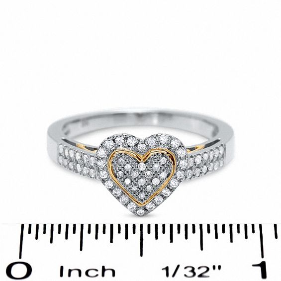 1/3 CT. T.w. Diamond PavÃ© Heart Ring in 10K Two-Tone Gold