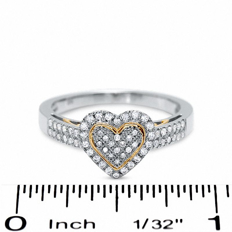 1/3 CT. T.W. Diamond Pavé Heart Ring in 10K Two-Tone Gold