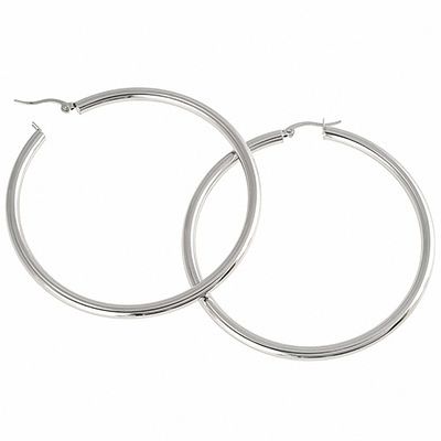 Stainless Steel Polished w/Textured Middle Hollow Oval Hoop Earrings Stainless Steel Polished w/Textured Middle Hollow Oval Hoop Earrings