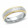 Thumbnail Image 0 of Men's 6.0mm Sparkle Center Band in Sterling Silver and 14K Gold