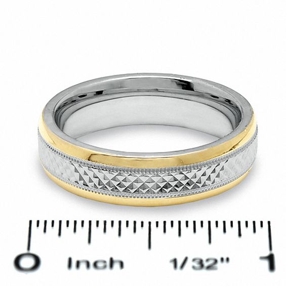 6.0mm Sparkle Center Band in Sterling Silver and 14K Gold