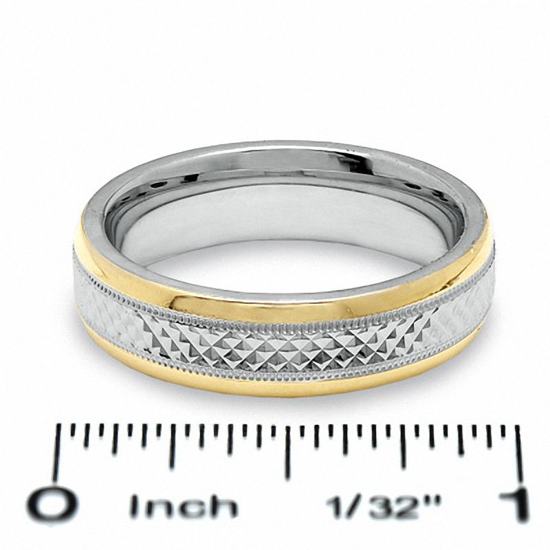 Main Image 2 of 6.0mm Sparkle Center Band in Sterling Silver and 14K Gold