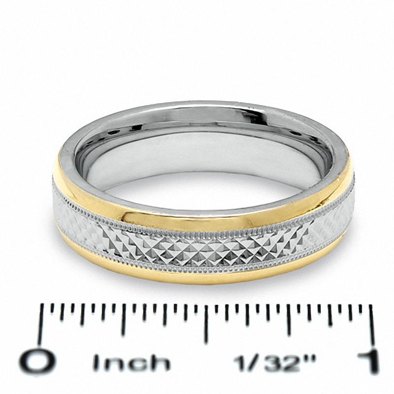 Men's 6.0mm Sparkle Center Band in Sterling Silver and 14K Gold