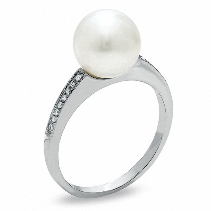9.0mm Cultured Freshwater Pearl Promise Promise Ring in 10K White Gold