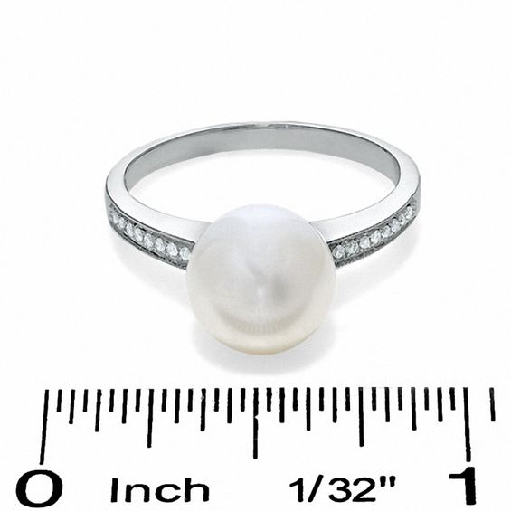 9.0mm Cultured Freshwater Pearl Promise Promise Ring in 10K White Gold