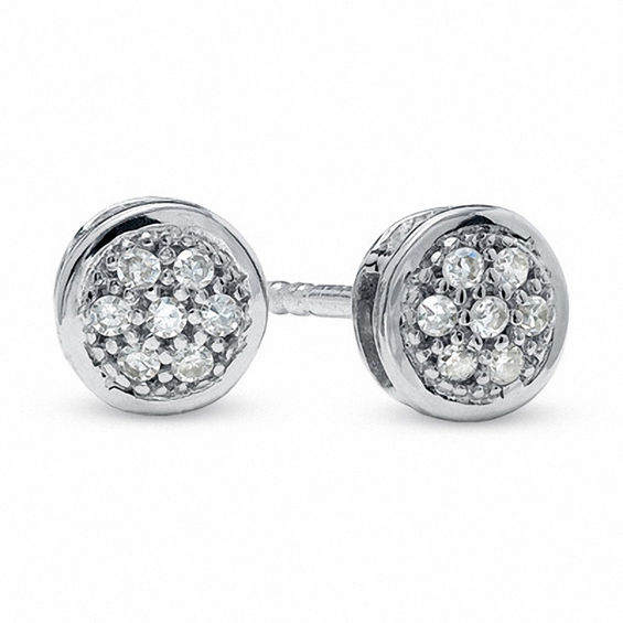 1/20 CT. T.w. Multi-Diamond Round Stud Earrings in 10K White Gold