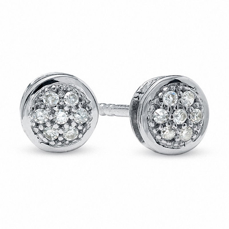 1/20 CT. T.W. Multi-Diamond Round Stud Earrings in 10K White Gold | Zales