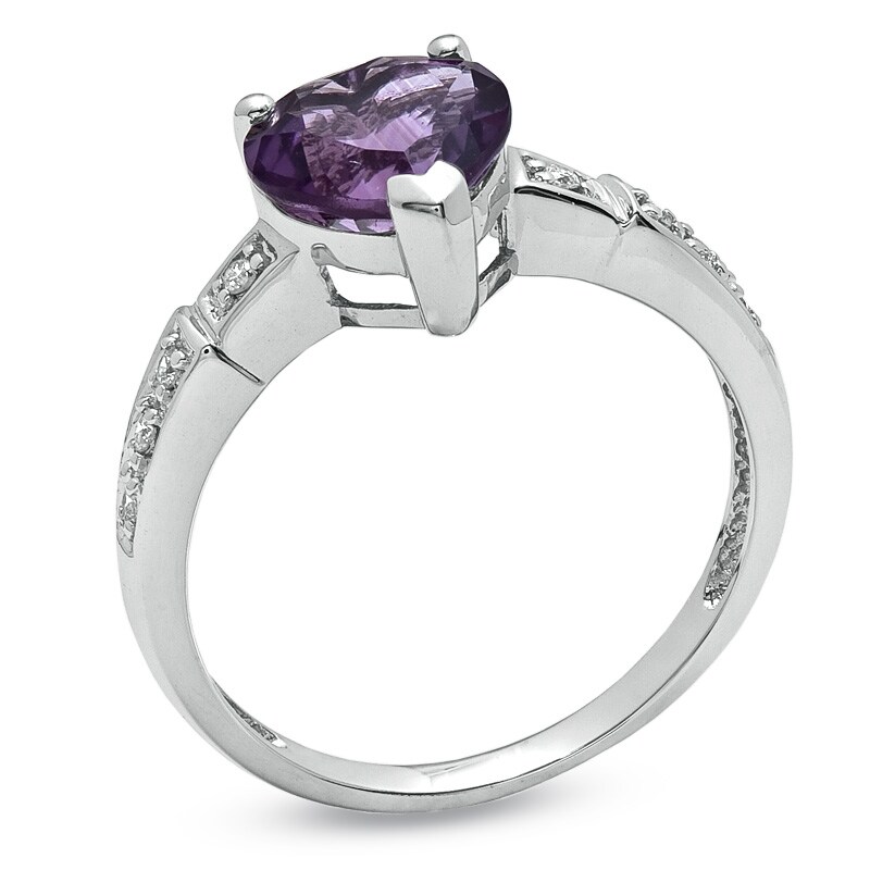 HeartShaped Amethyst Ring in 10K White Gold with Diamond Accents Zales