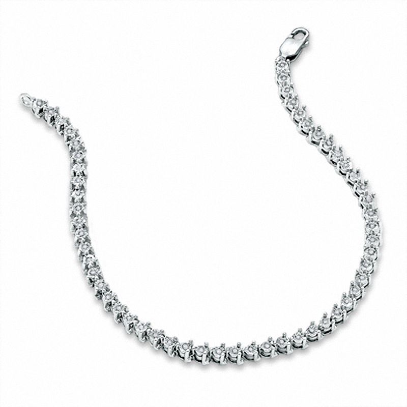 Main Image 2 of 1/4 CT. T.W. Diamond Line Bracelet in Sterling Silver