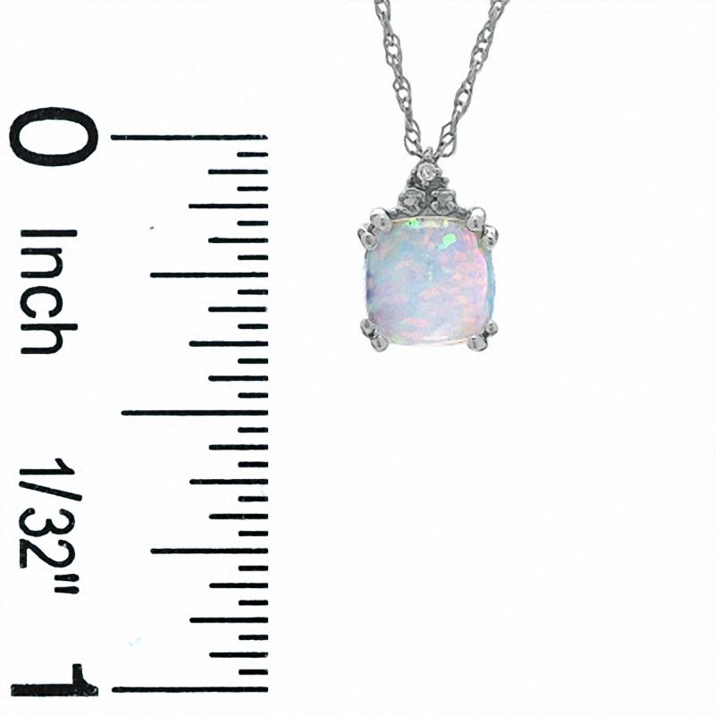 Main Image 2 of Lab-Created Opal Ring and Pendant Set in 14K White Gold with Diamonds - Size 7