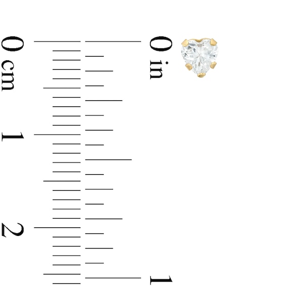 Child's 4.0mm Heart-Shaped Cubic Zirconia Earrings in 14K White Gold