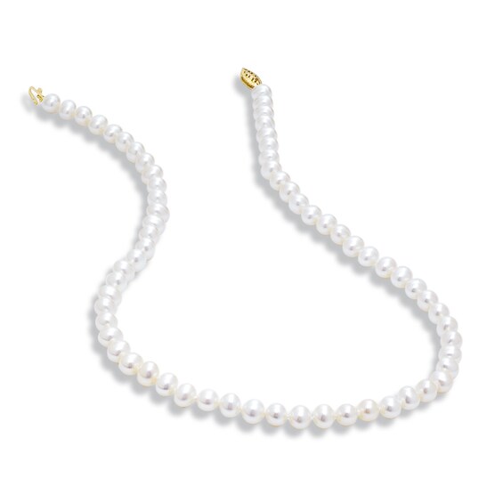 5.0-6.0mm Freshwater Cultured Pearl Strand with 14K Gold Clasp -16"