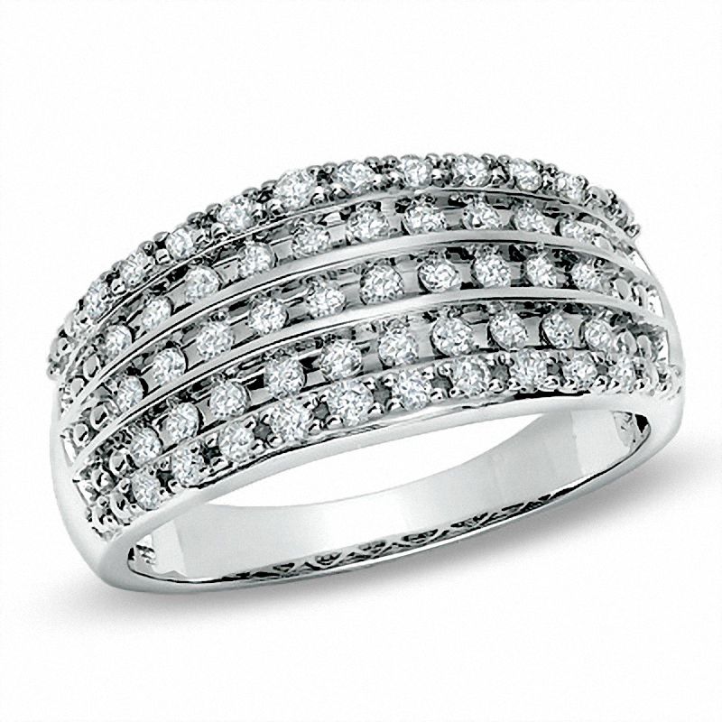 Main Image 1 of 1/2 CT. T.W. Diamond Five Row Anniversary Band in 10K White Gold