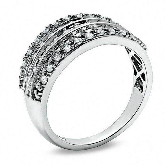 1/2 CT. T.w. Diamond Five Row Anniversary Band in 10K White Gold
