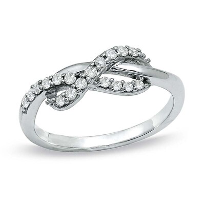 10kt White Gold Diamond Infinity Style Engagement Ring