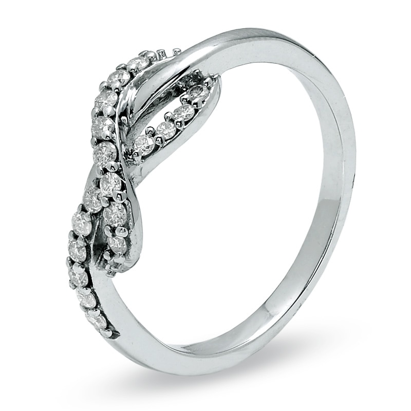 Main Image 2 of 1/4 CT. T.W. Diamond Infinity Ring in 10K White Gold