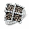 Thumbnail Image 1 of 1 CT. T.W. Enhanced Champagne and White Diamond Harlequin Ring in 14K White Gold