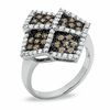 Thumbnail Image 2 of 1 CT. T.W. Enhanced Champagne and White Diamond Harlequin Ring in 14K White Gold