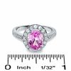 Thumbnail Image 3 of Oval Lab-Created Pink and White Sapphire Pendant and Ring Set in Sterling Silver